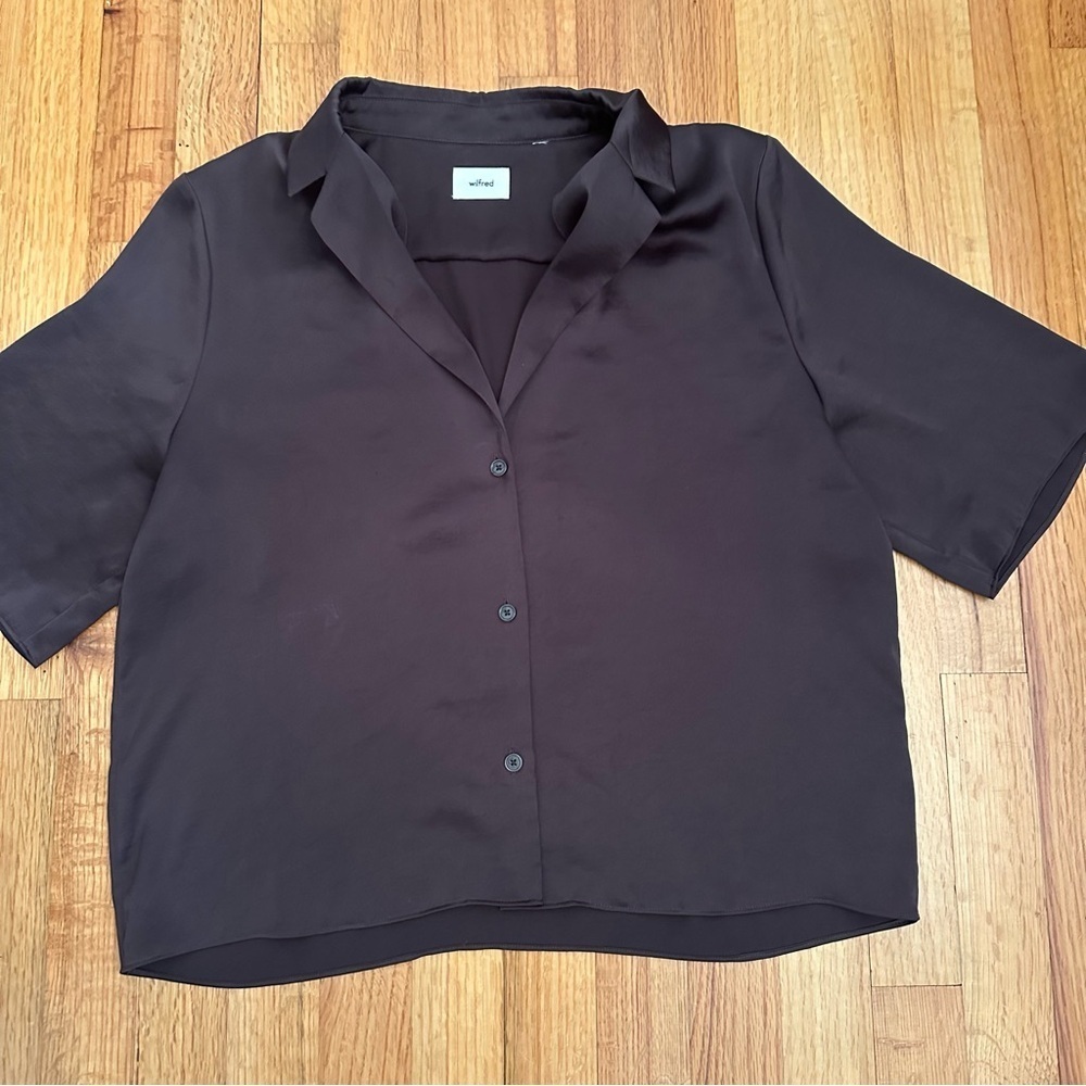 Aritzia Wilfred Beso button up Satin Shirt unsure of size (#4)